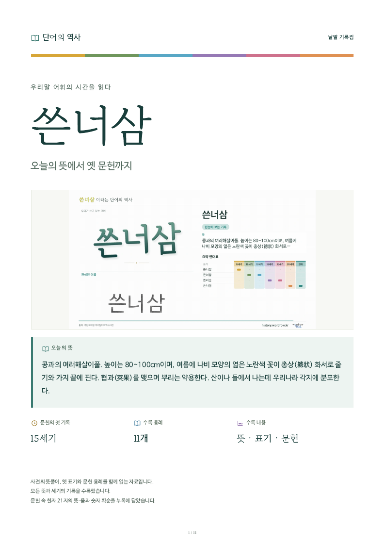 쓴너삼 낱말 기록집 PDF 첫 페이지