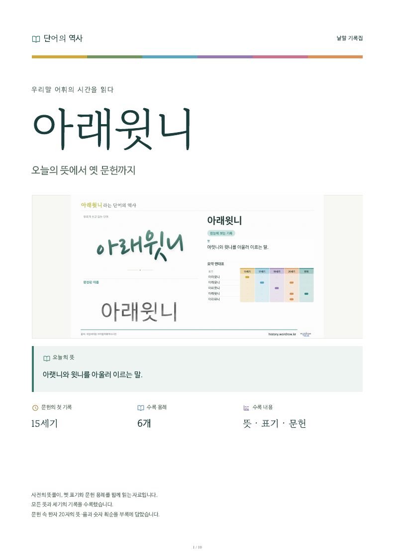 아래윗니 낱말 기록집 PDF 첫 페이지