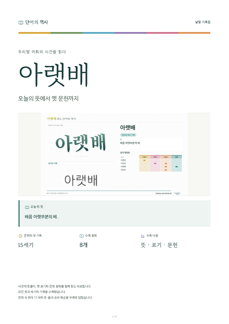 아랫배 낱말 기록집 PDF 첫 페이지