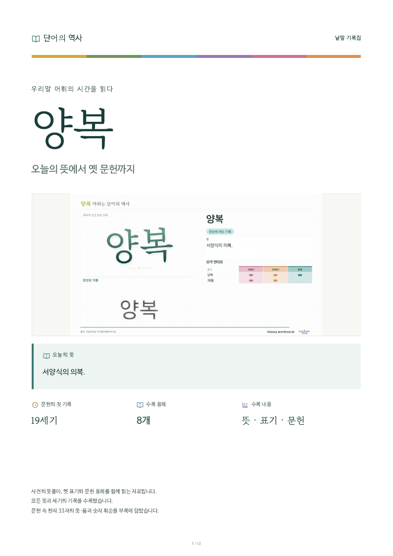 양복 낱말 기록집 PDF 첫 페이지