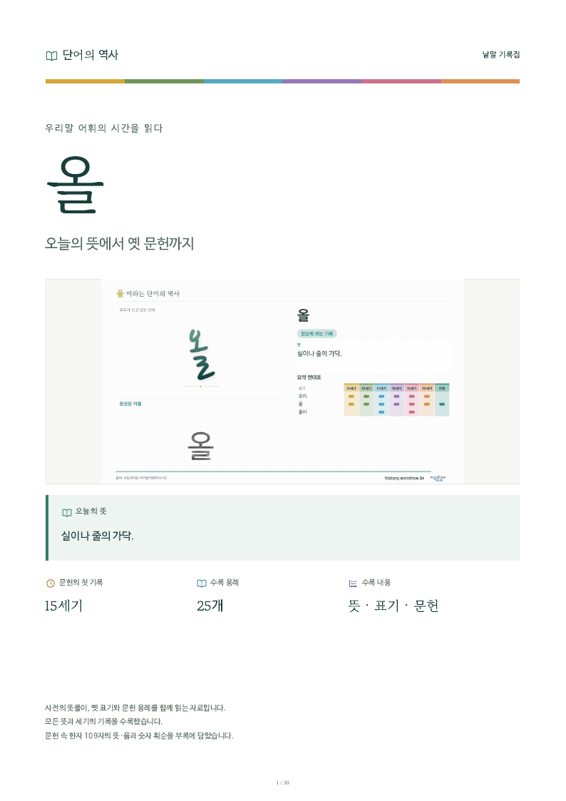 올 낱말 기록집 PDF 첫 페이지
