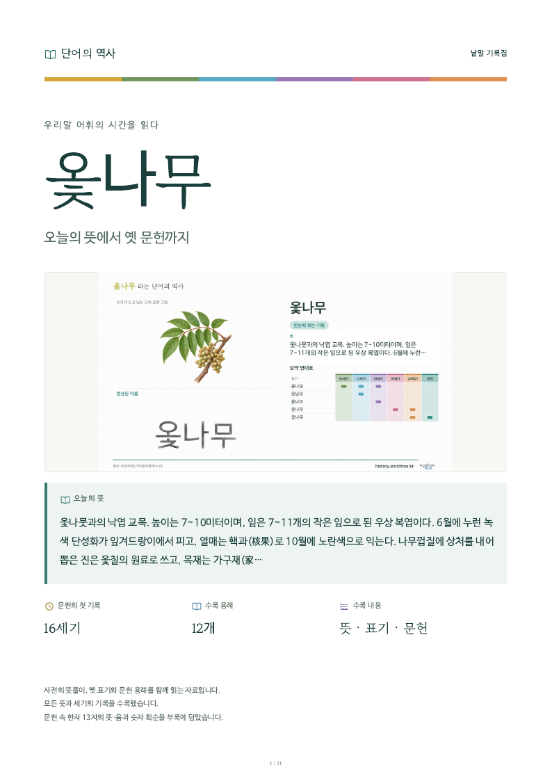 옻나무 낱말 기록집 PDF 첫 페이지