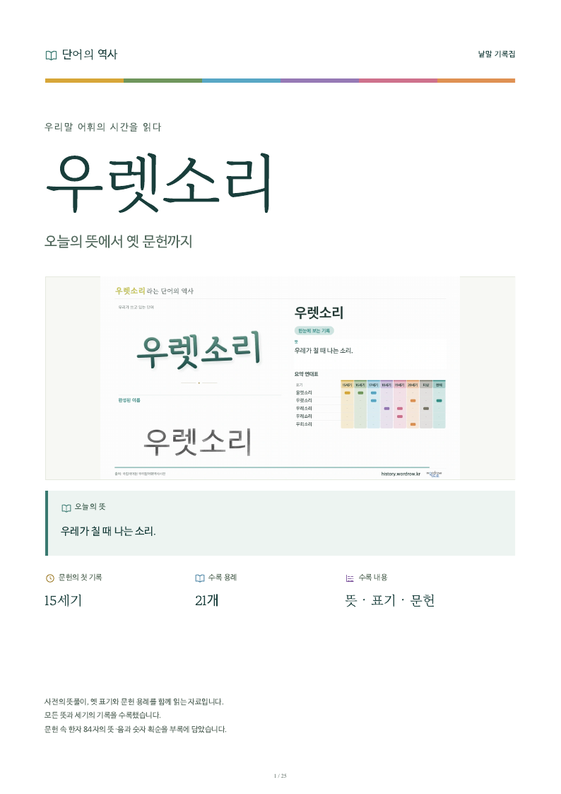 우렛소리 낱말 기록집 PDF 첫 페이지
