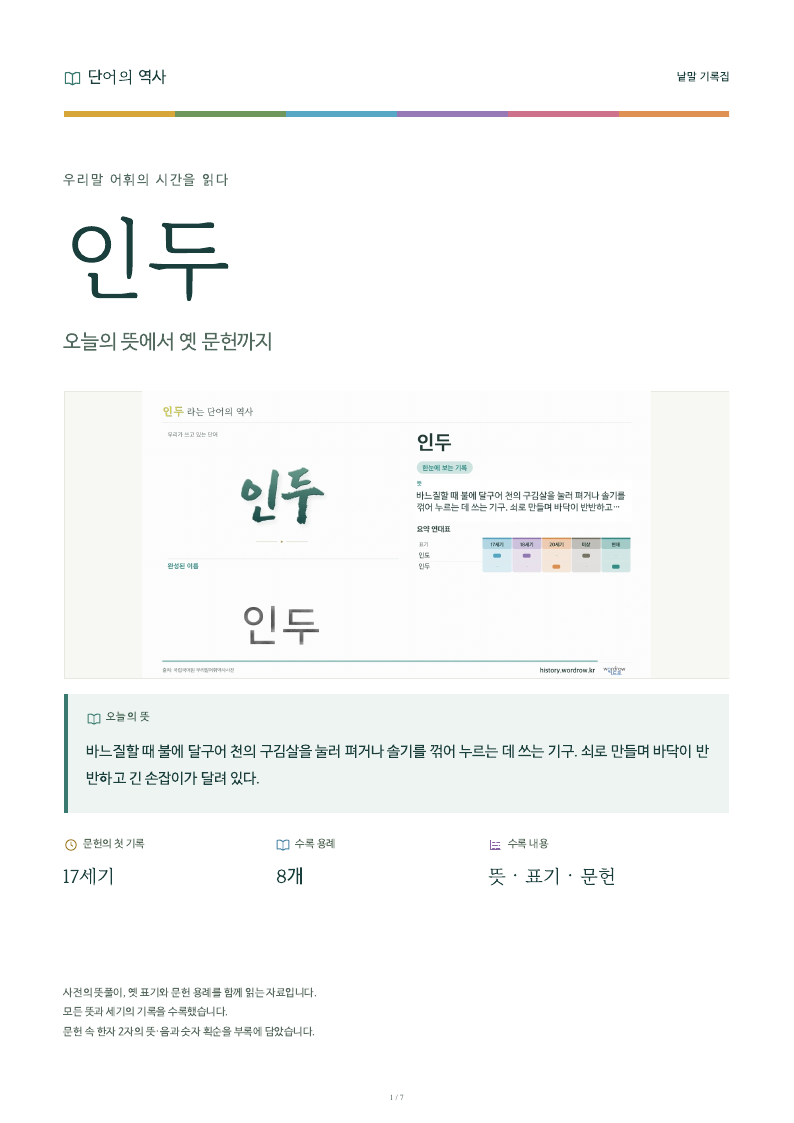인두 낱말 기록집 PDF 첫 페이지