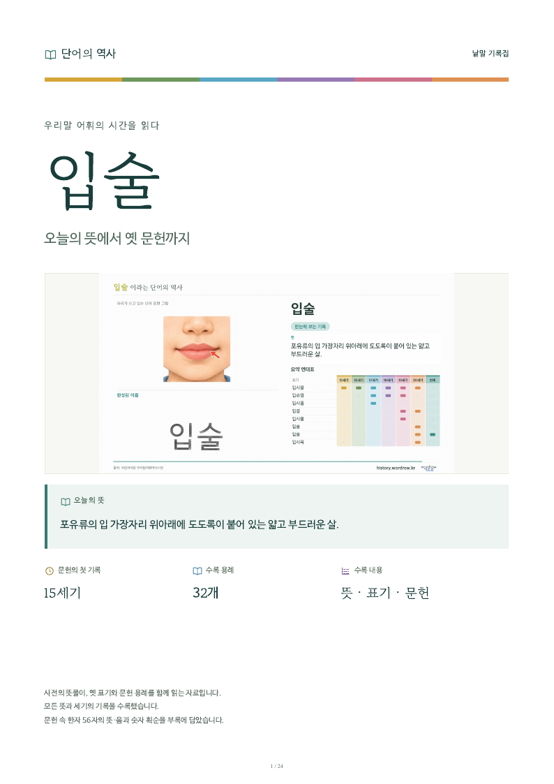 입술 낱말 기록집 PDF 첫 페이지