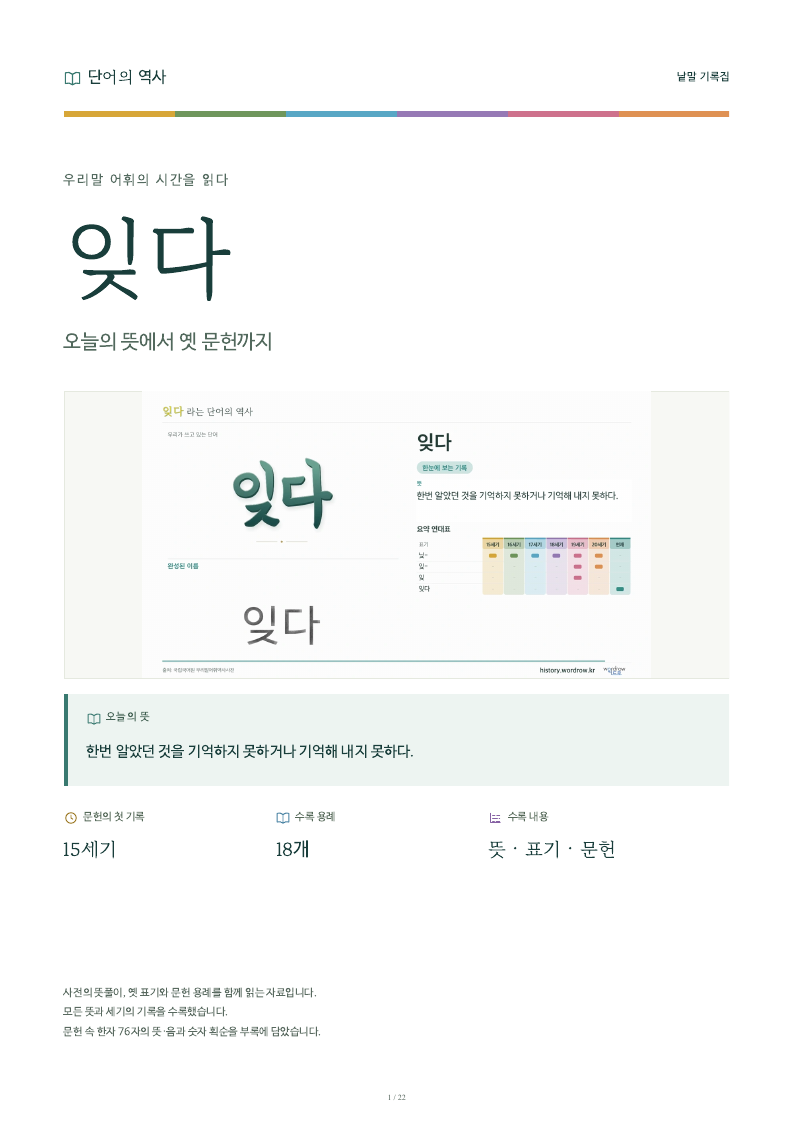 잊다 낱말 기록집 PDF 첫 페이지