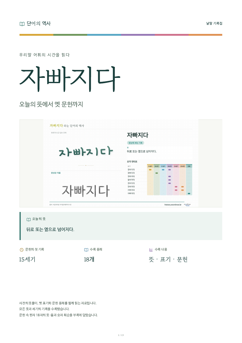 자빠지다 낱말 기록집 PDF 첫 페이지