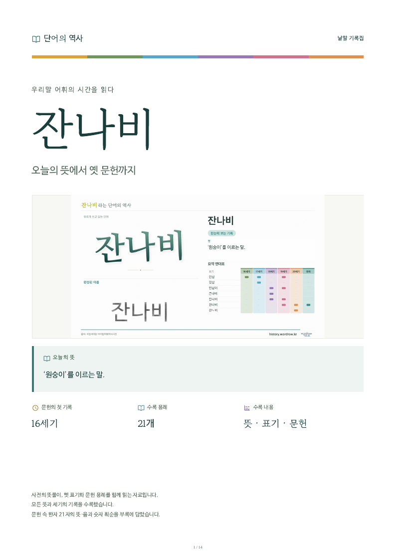 잔나비 낱말 기록집 PDF 첫 페이지