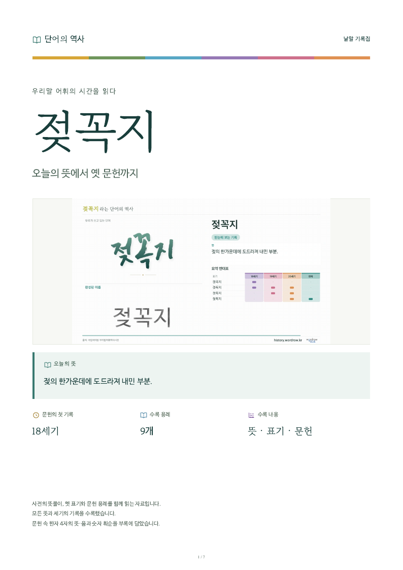 젖꼭지 낱말 기록집 PDF 첫 페이지