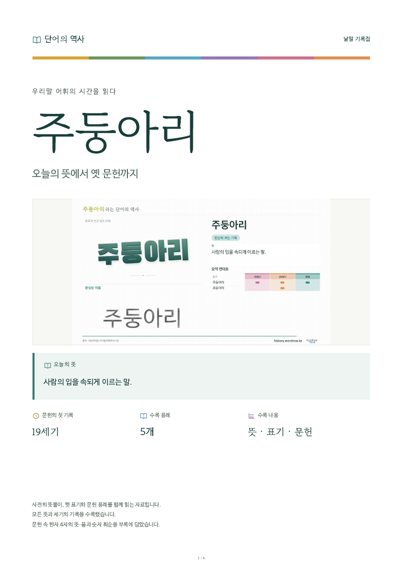 주둥아리 낱말 기록집 PDF 첫 페이지
