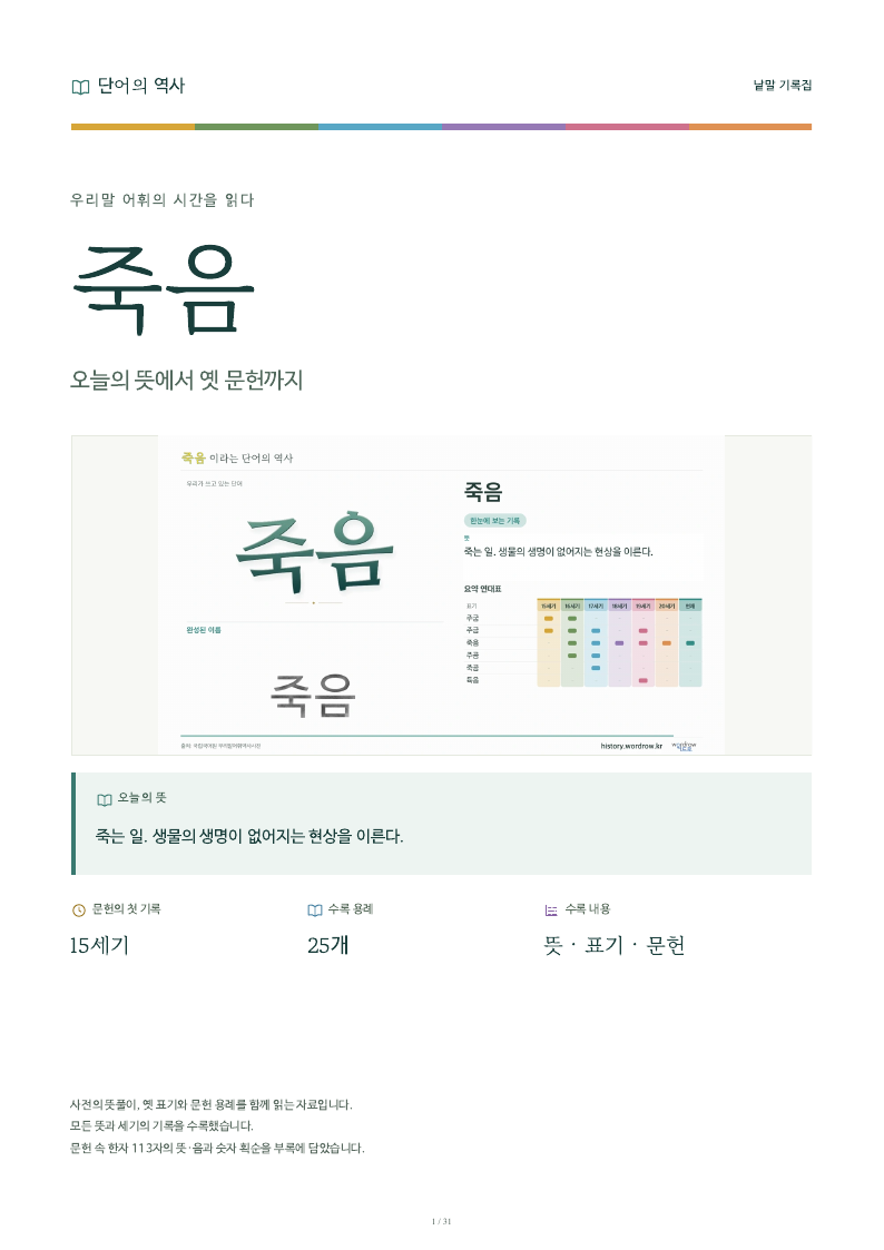 죽음 낱말 기록집 PDF 첫 페이지