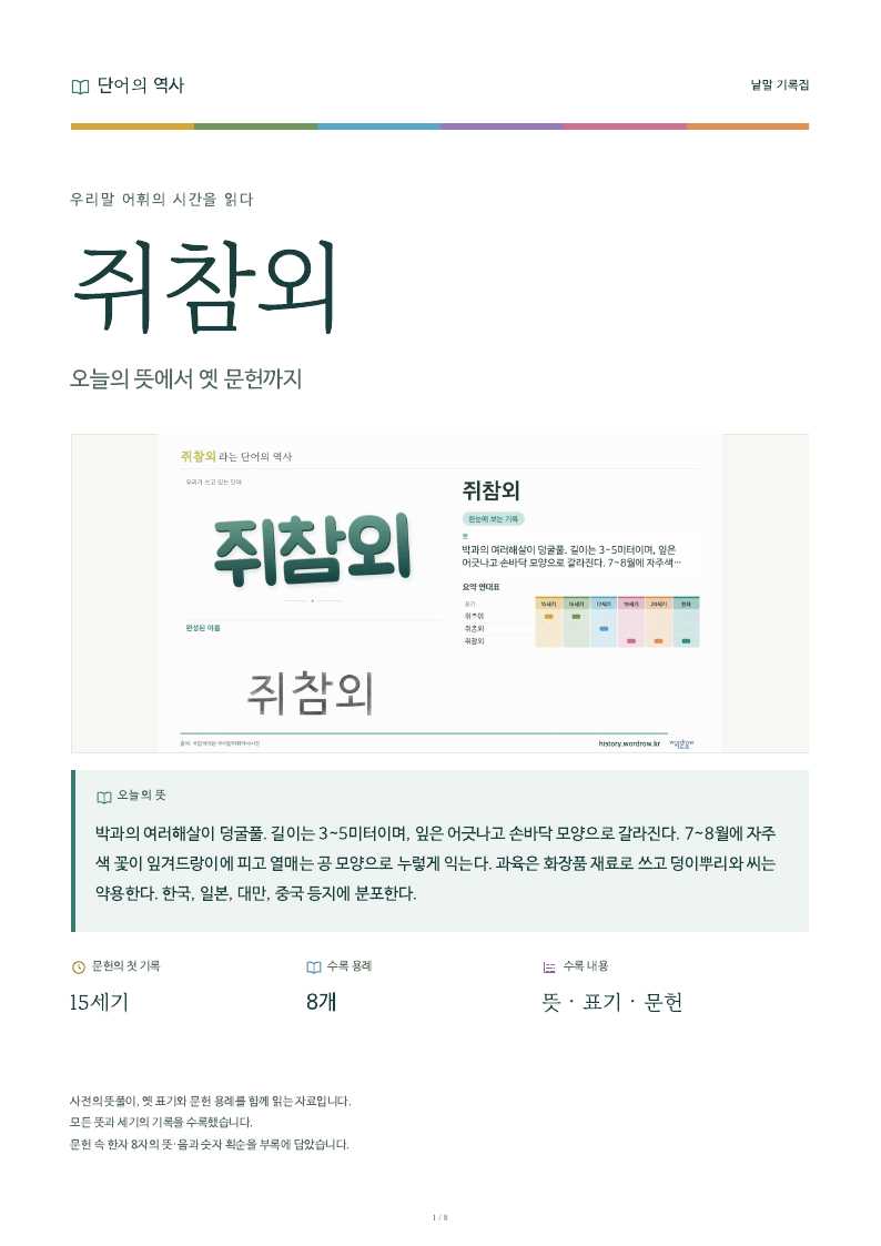 쥐참외 낱말 기록집 PDF 첫 페이지