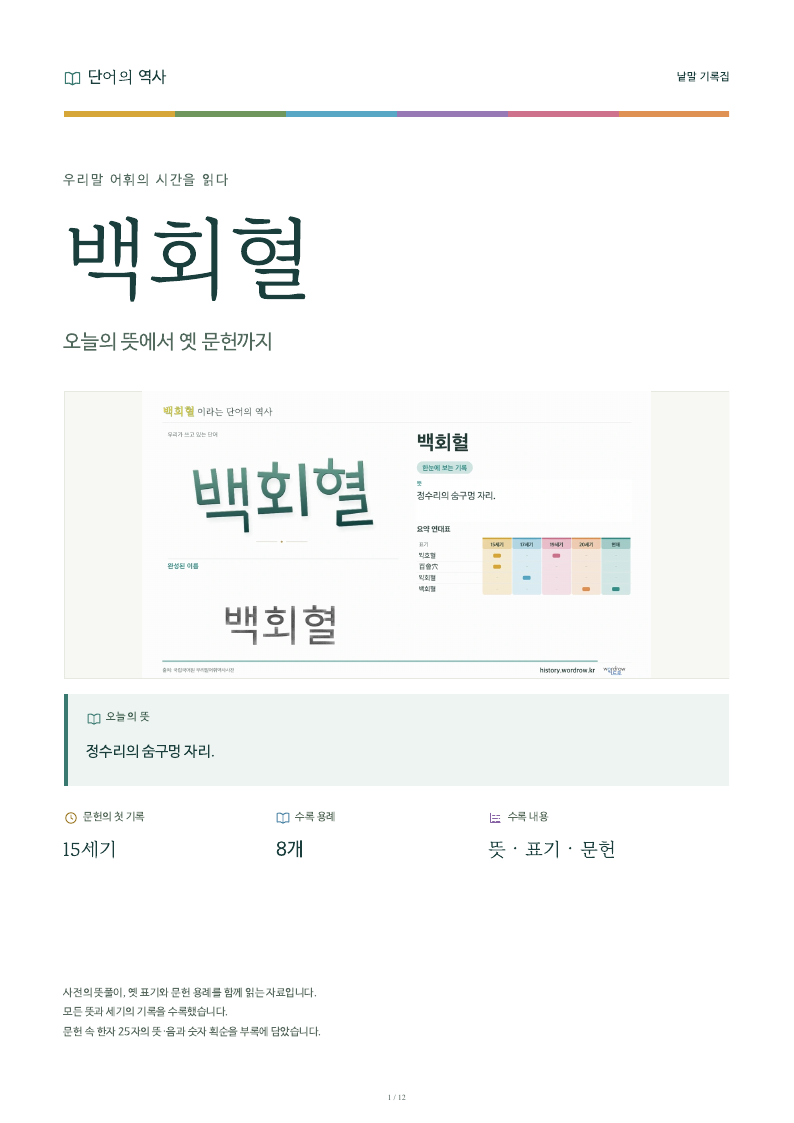 백회혈 낱말 기록집 PDF 첫 페이지