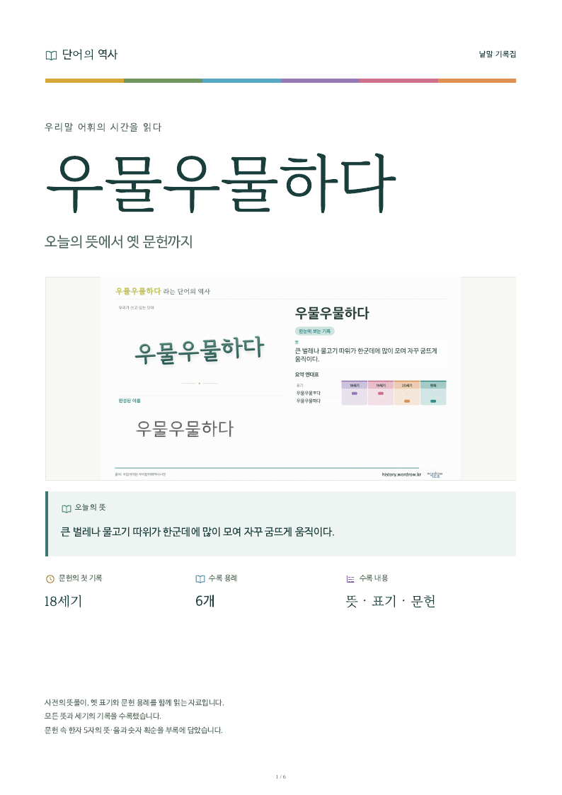 우물우물하다 낱말 기록집 PDF 첫 페이지