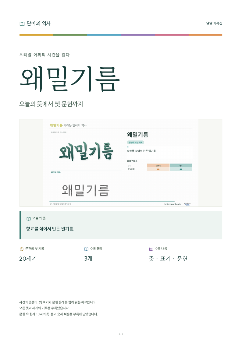 왜밀기름 낱말 기록집 PDF 첫 페이지