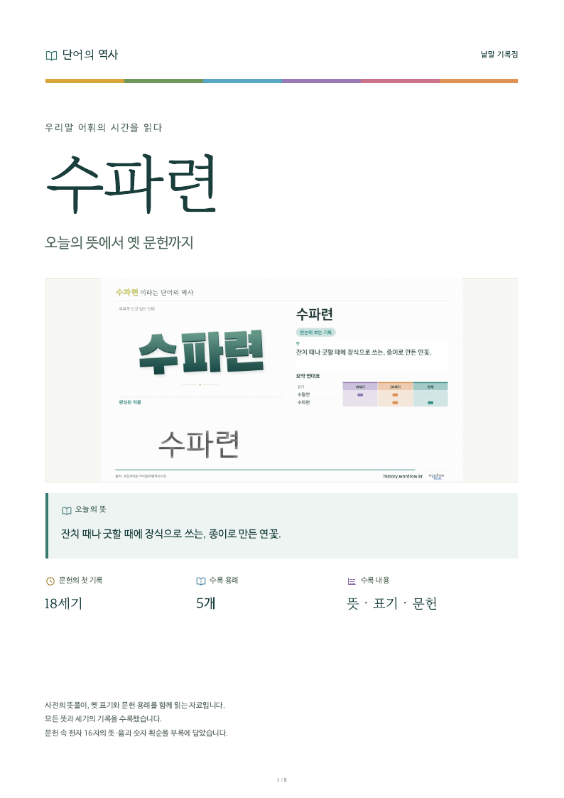 수파련 낱말 기록집 PDF 첫 페이지