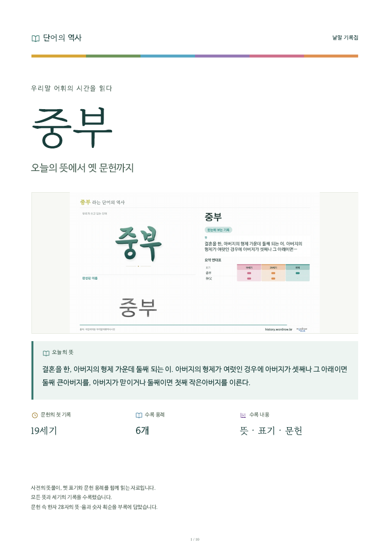 중부 낱말 기록집 PDF 첫 페이지