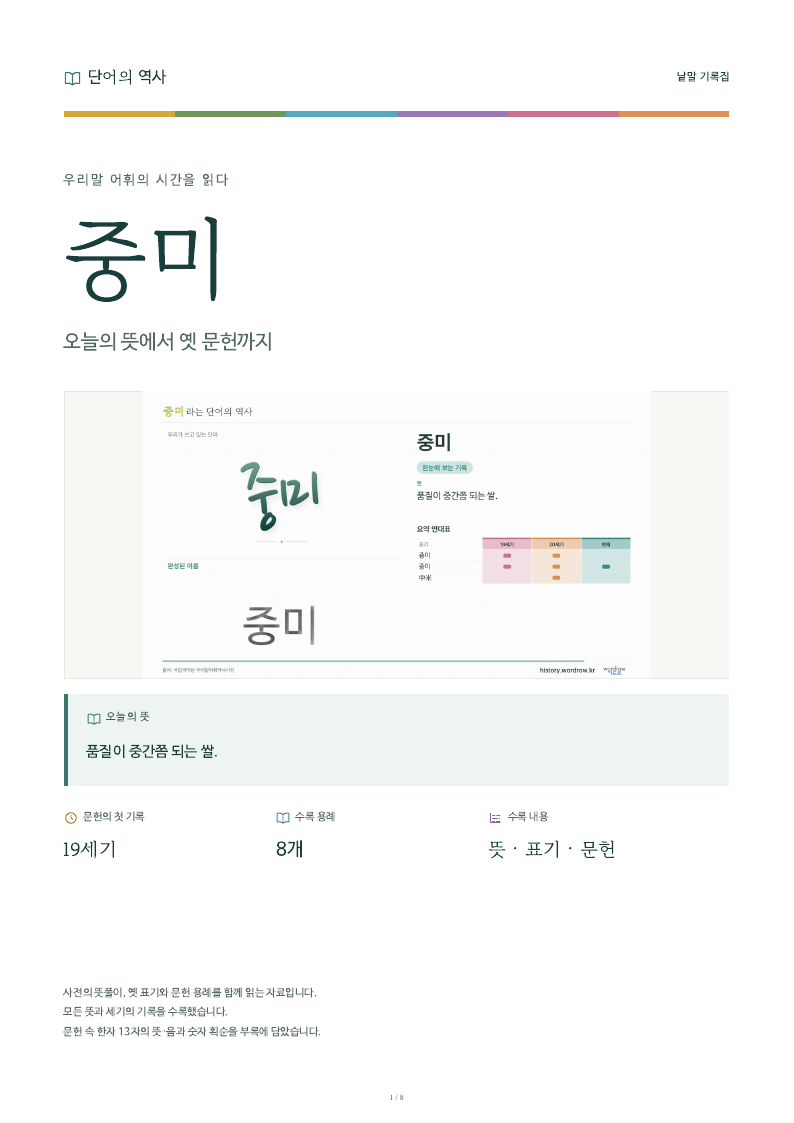 중미 낱말 기록집 PDF 첫 페이지