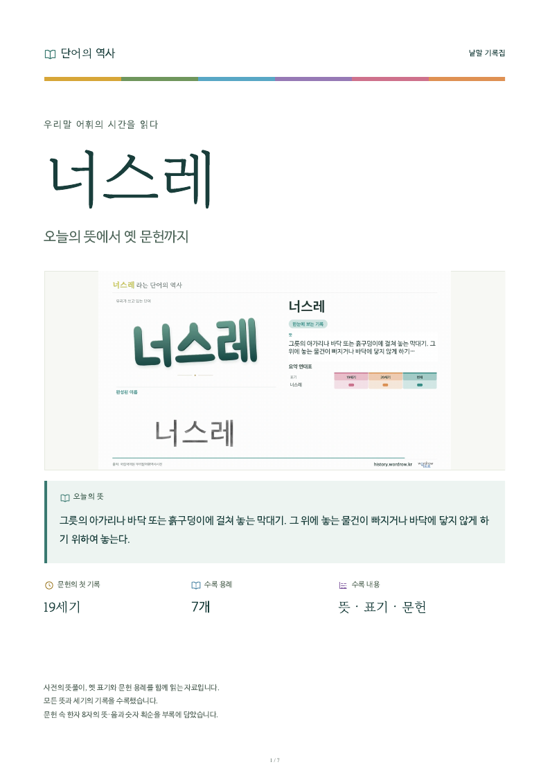 너스레 낱말 기록집 PDF 첫 페이지