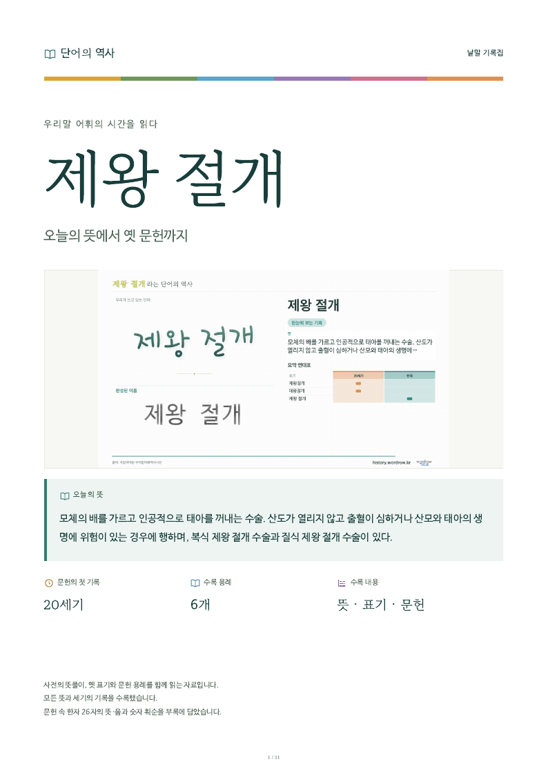 제왕 절개 낱말 기록집 PDF 첫 페이지