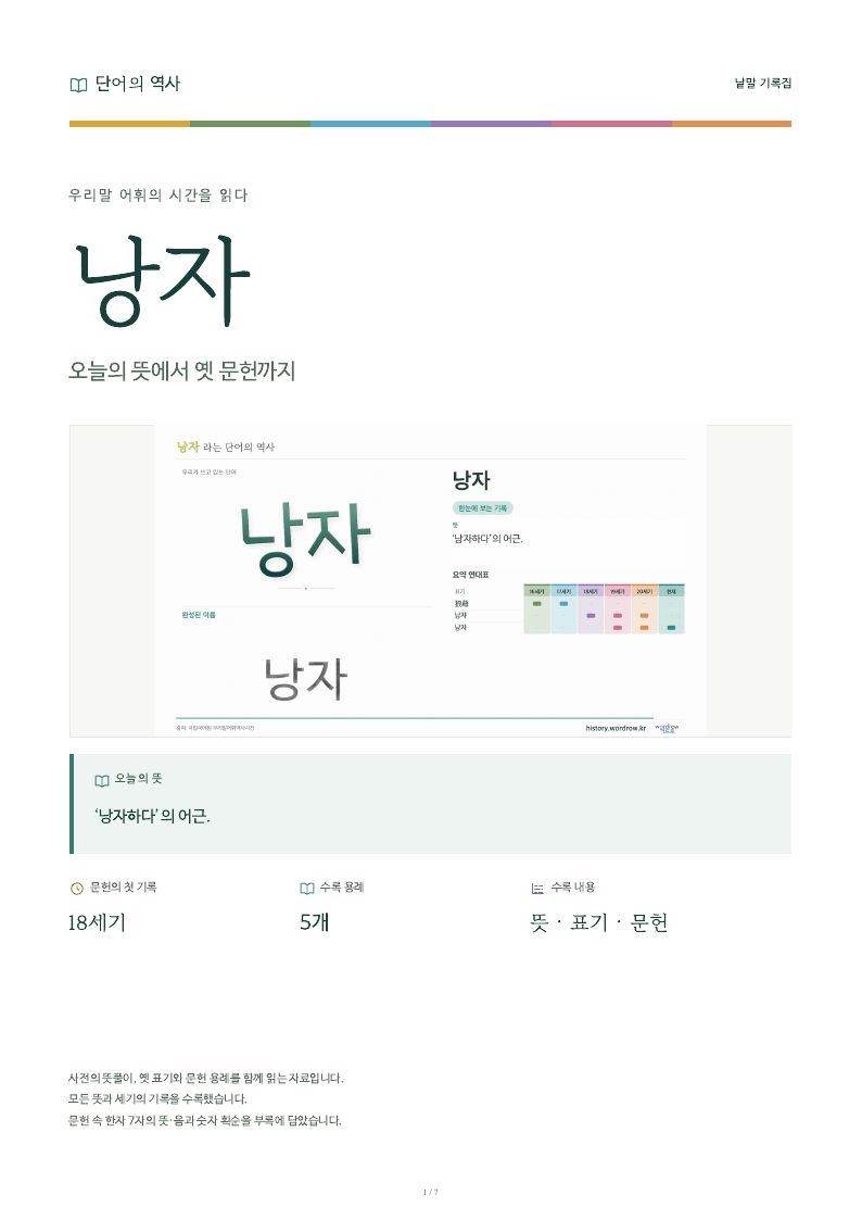 낭자 낱말 기록집 PDF 첫 페이지