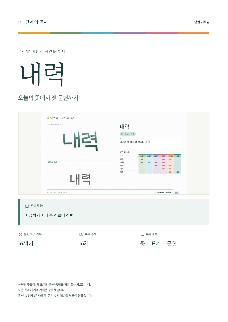 내력 낱말 기록집 PDF 첫 페이지