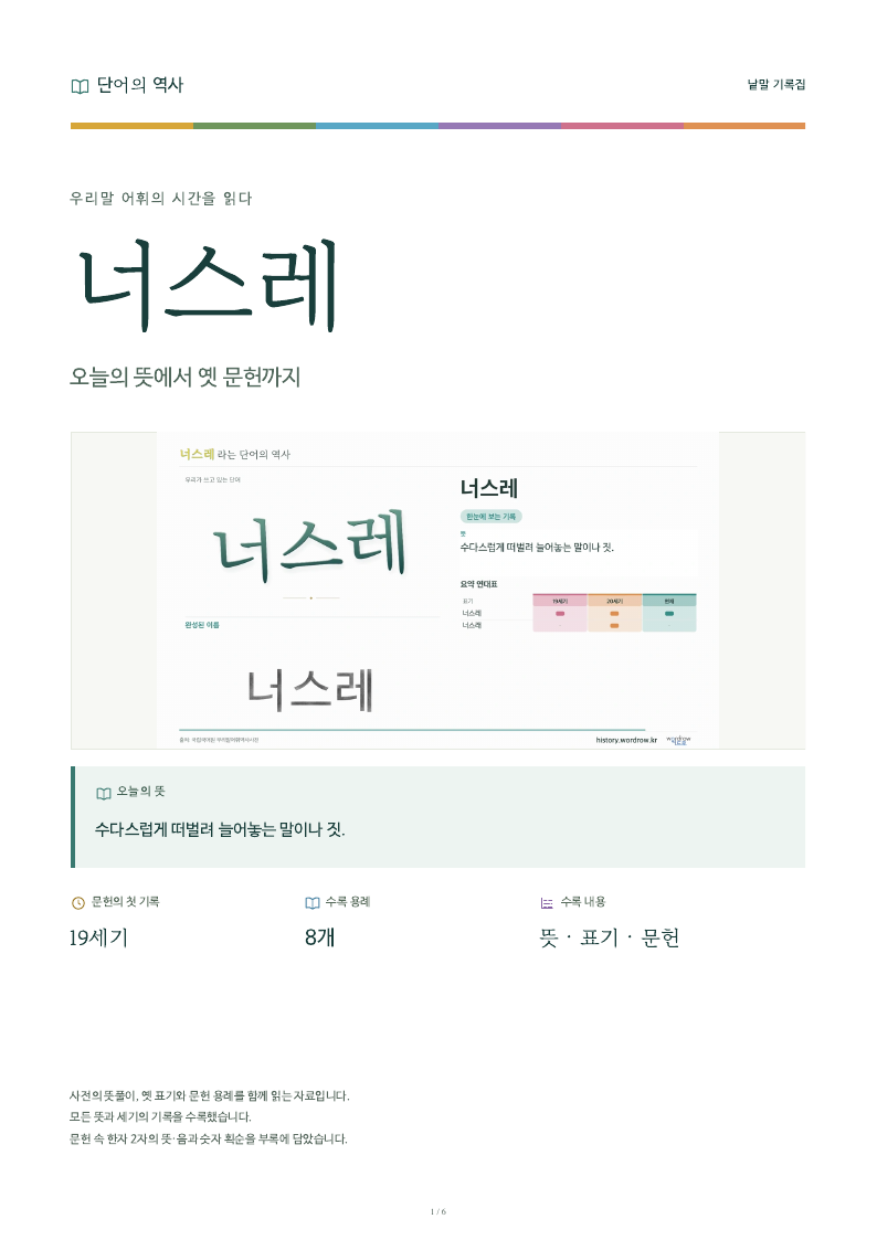 너스레 낱말 기록집 PDF 첫 페이지