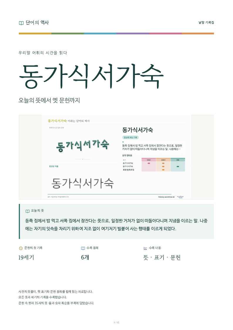 동가식서가숙 낱말 기록집 PDF 첫 페이지