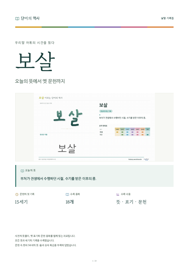 보살 낱말 기록집 PDF 첫 페이지