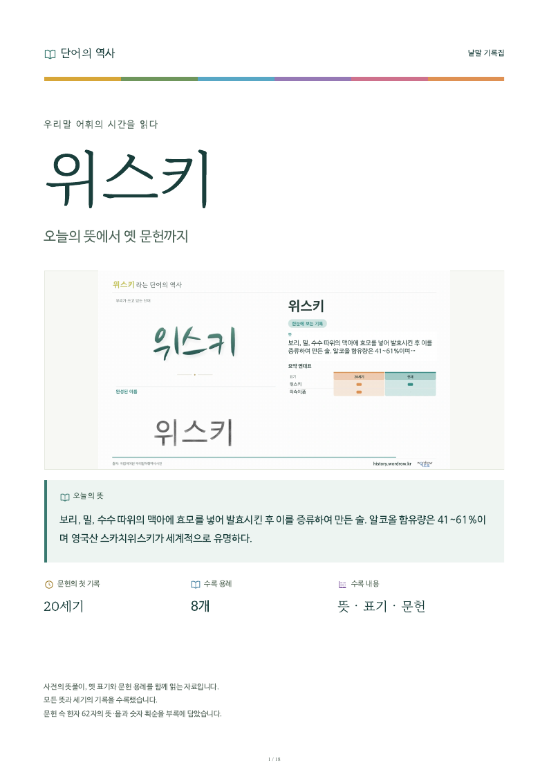 위스키 낱말 기록집 PDF 첫 페이지
