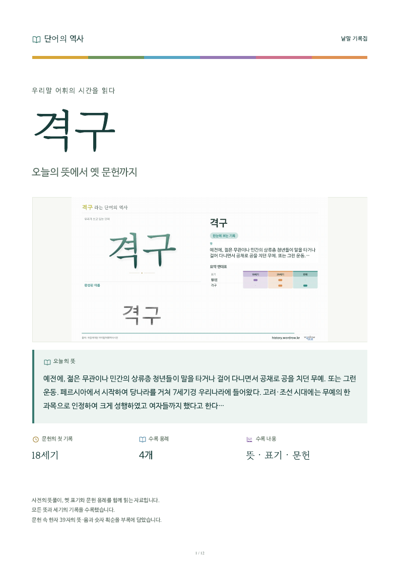 격구 낱말 기록집 PDF 첫 페이지