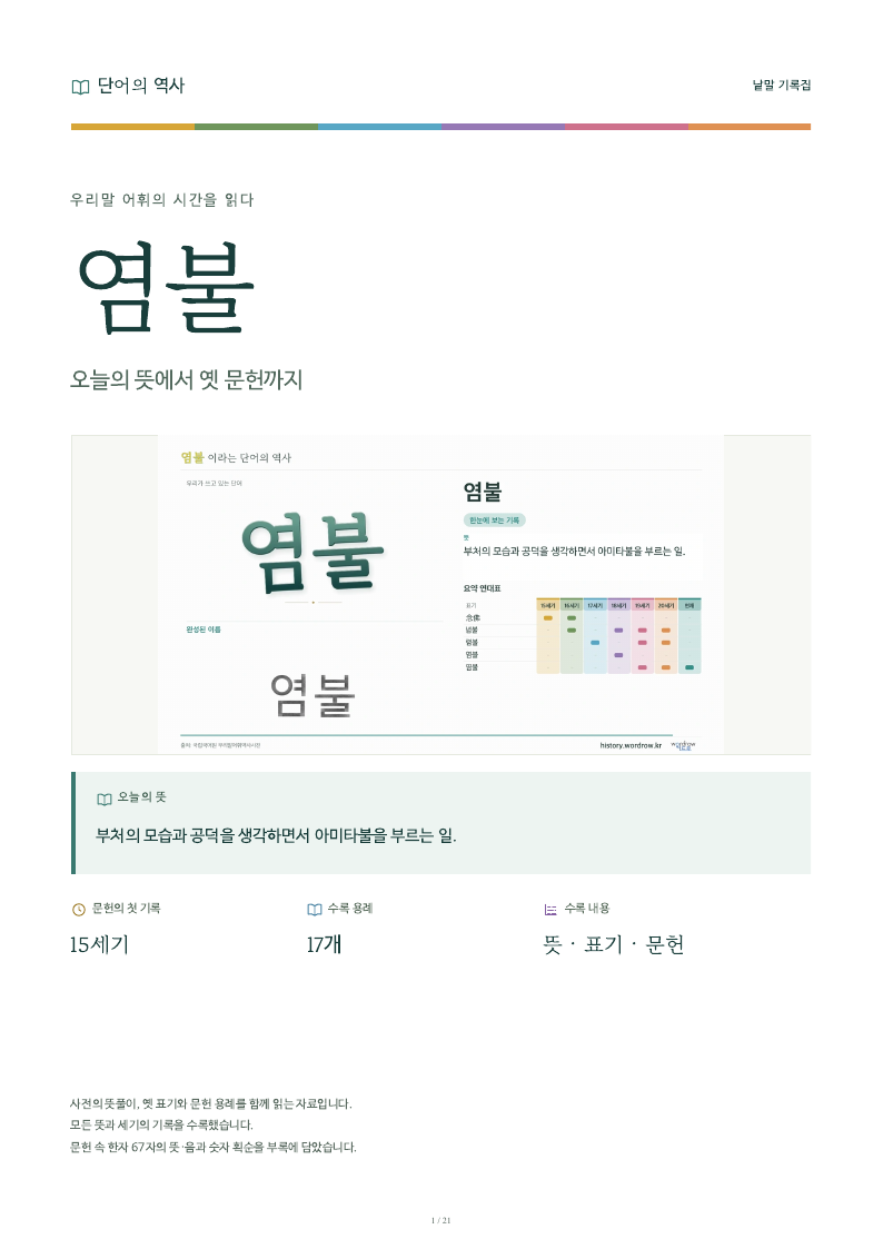 염불 낱말 기록집 PDF 첫 페이지