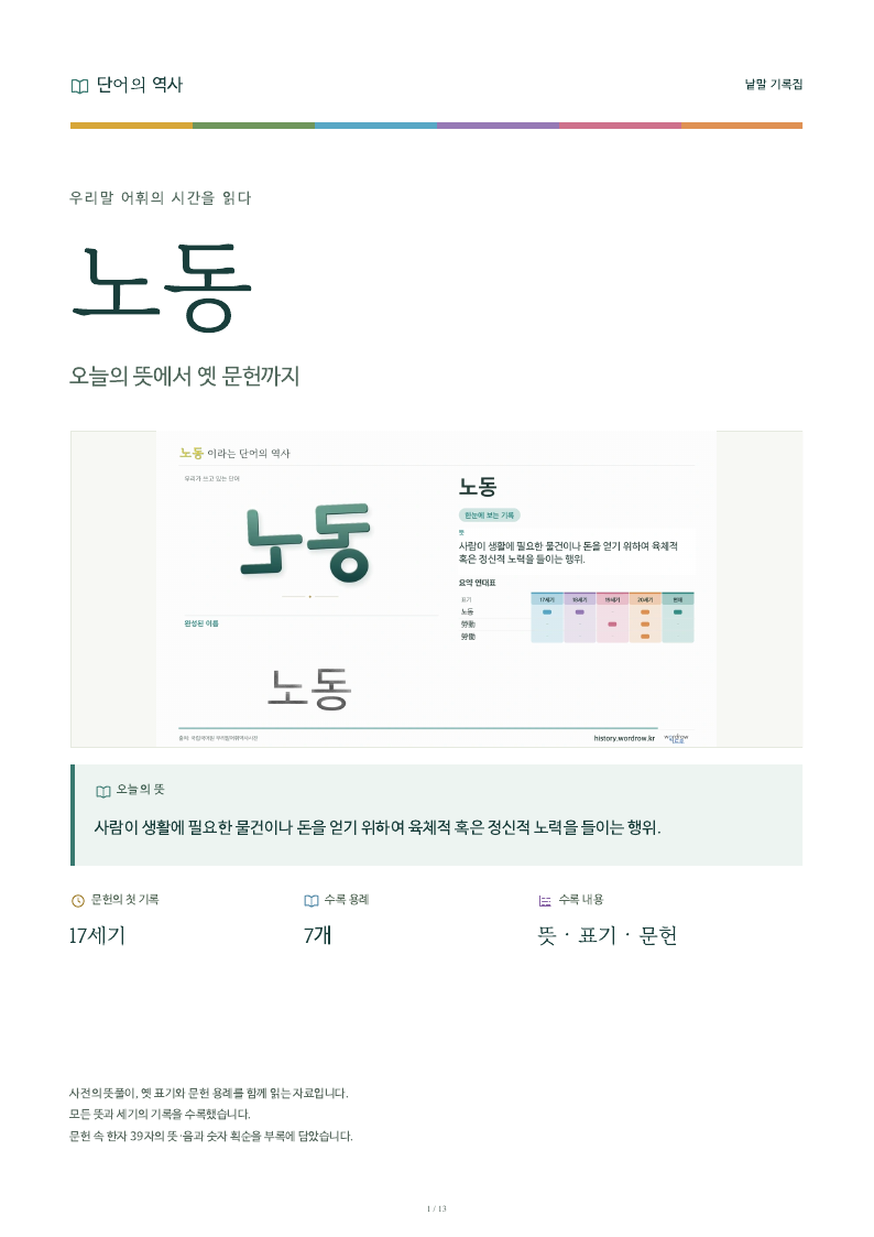 노동 낱말 기록집 PDF 첫 페이지