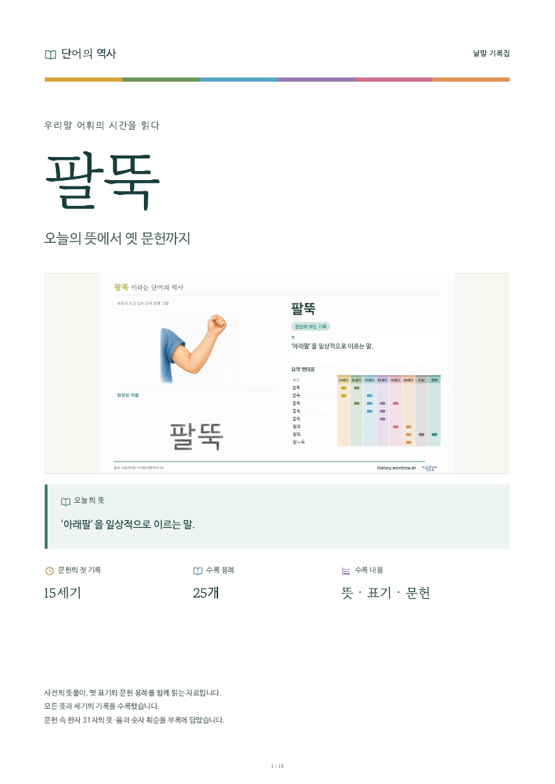팔뚝 낱말 기록집 PDF 첫 페이지