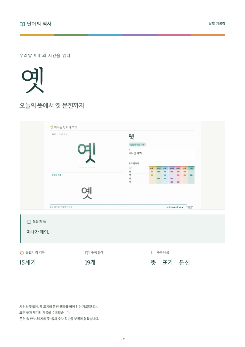 옛 낱말 기록집 PDF 첫 페이지