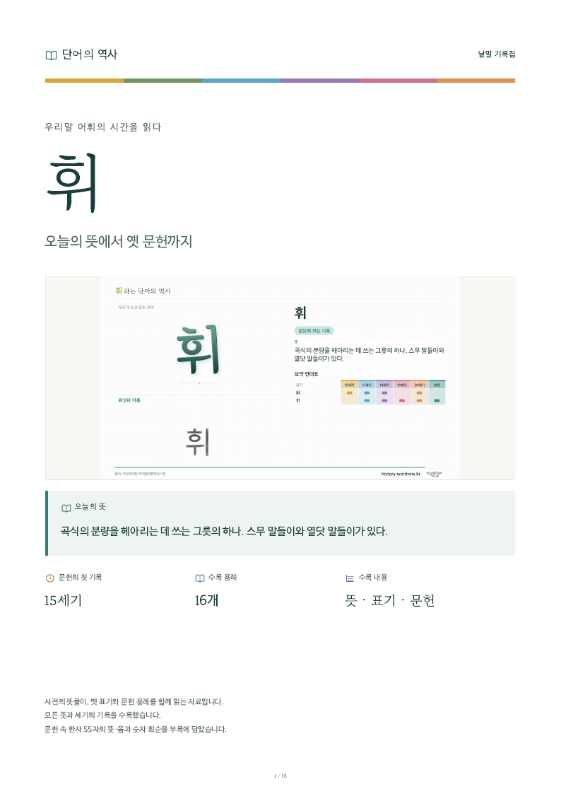 휘 낱말 기록집 PDF 첫 페이지