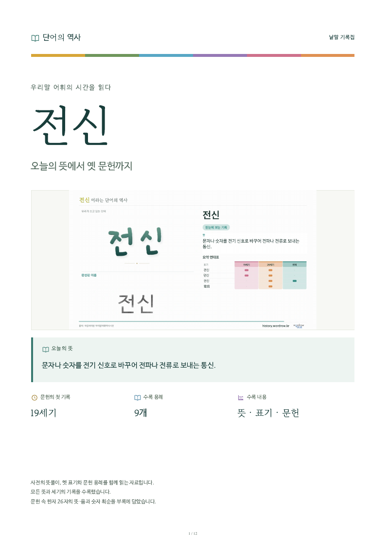 전신 낱말 기록집 PDF 첫 페이지