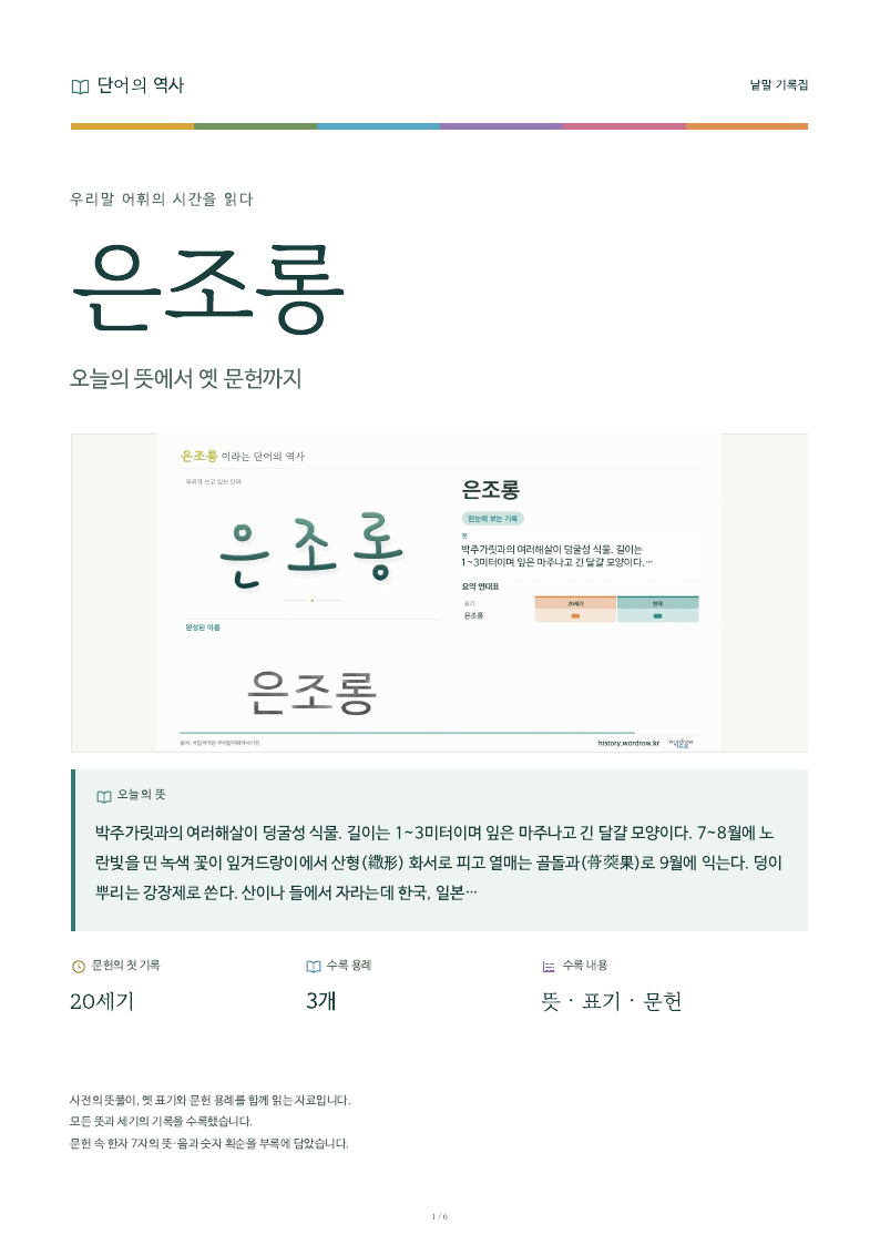 은조롱 낱말 기록집 PDF 첫 페이지