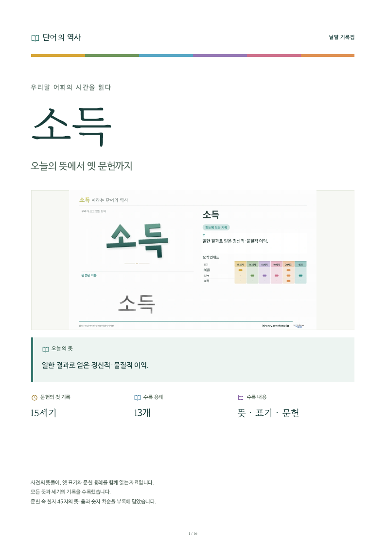 소득 낱말 기록집 PDF 첫 페이지