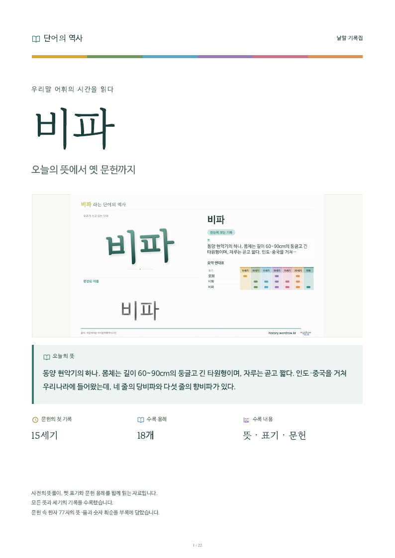 비파 낱말 기록집 PDF 첫 페이지