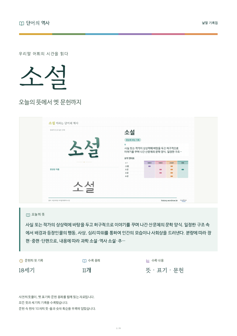 소설 낱말 기록집 PDF 첫 페이지