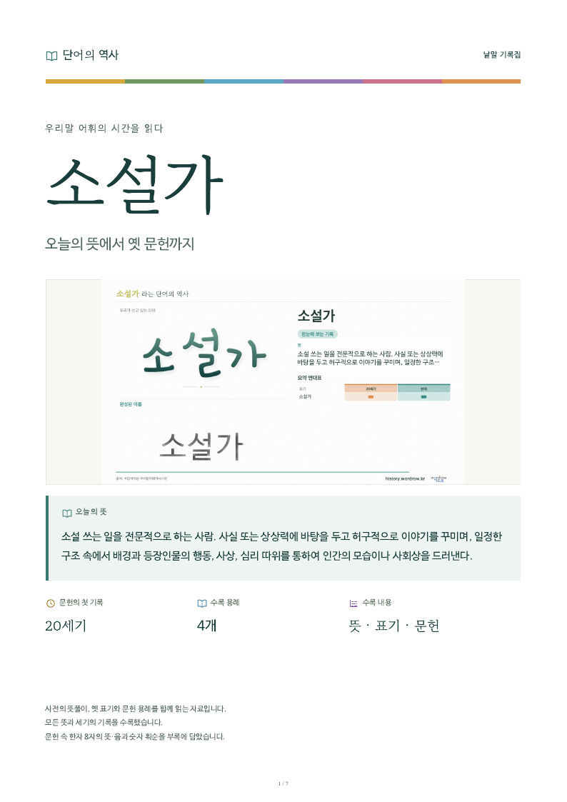 소설가 낱말 기록집 PDF 첫 페이지