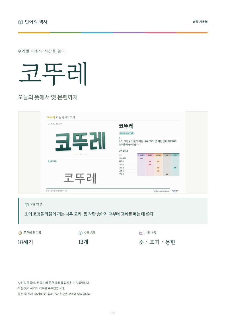 코뚜레 낱말 기록집 PDF 첫 페이지
