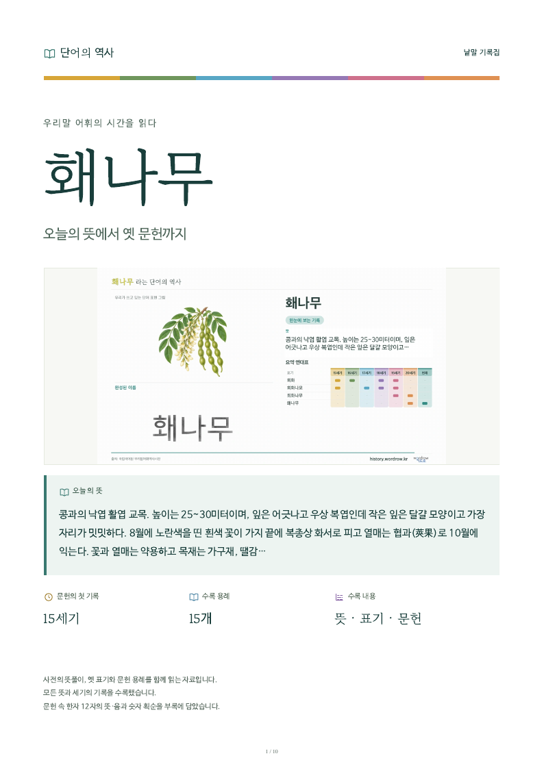 홰나무 낱말 기록집 PDF 첫 페이지
