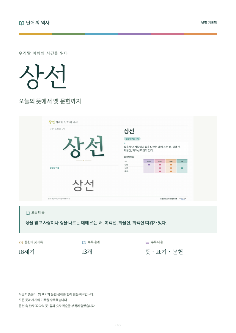 상선 낱말 기록집 PDF 첫 페이지
