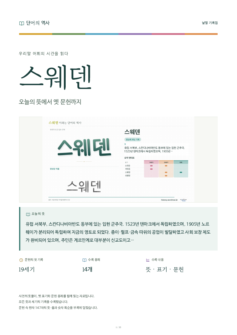 스웨덴 낱말 기록집 PDF 첫 페이지