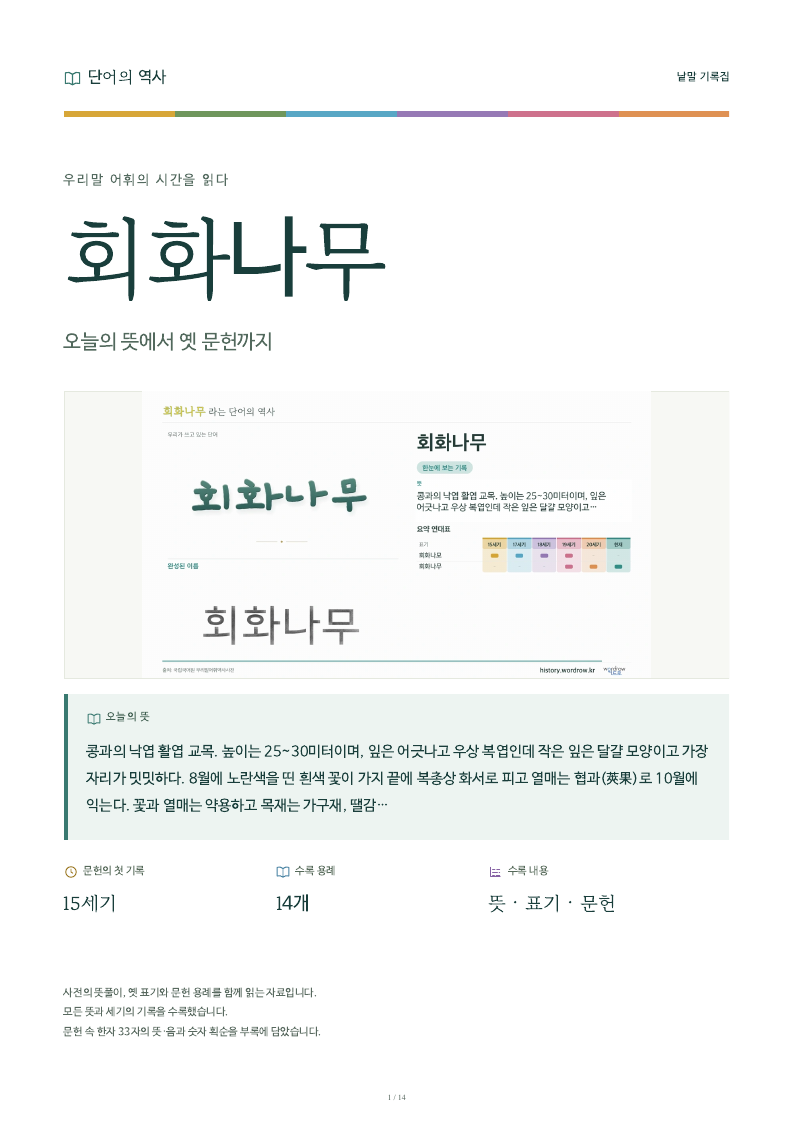 회화나무 낱말 기록집 PDF 첫 페이지