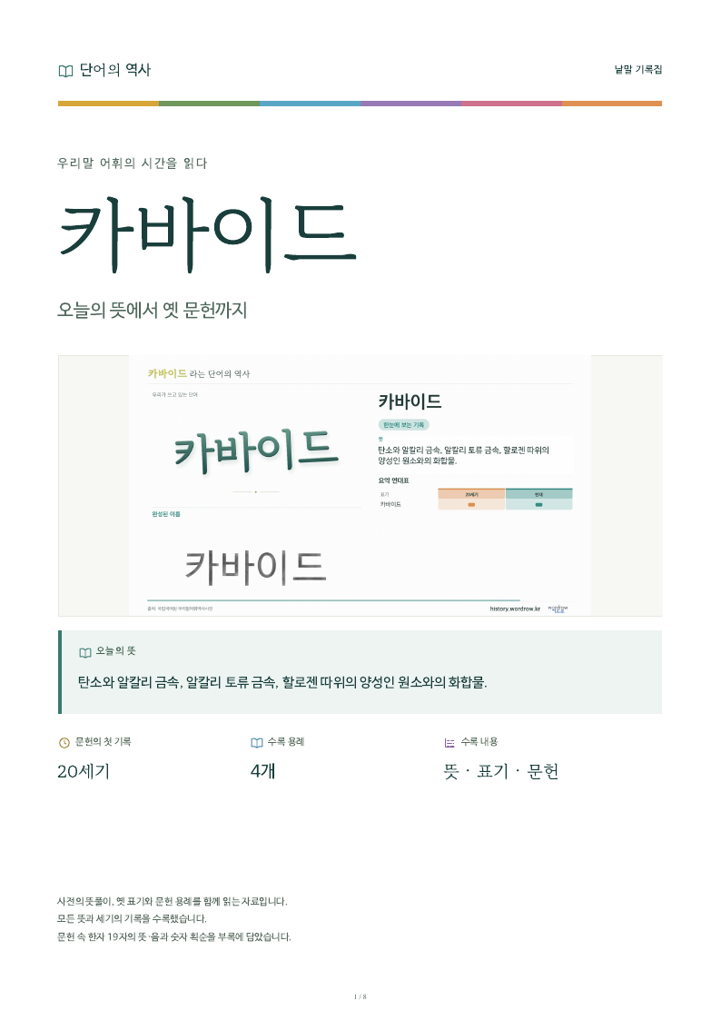카바이드 낱말 기록집 PDF 첫 페이지