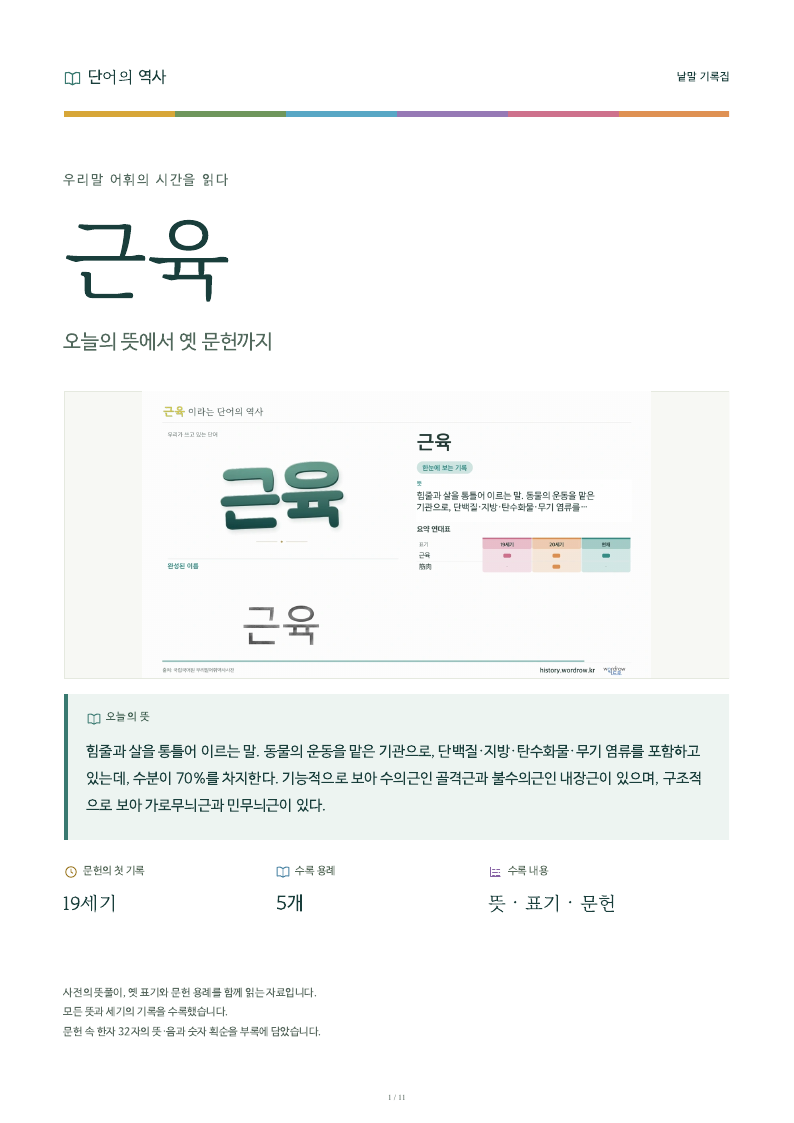 근육 낱말 기록집 PDF 첫 페이지