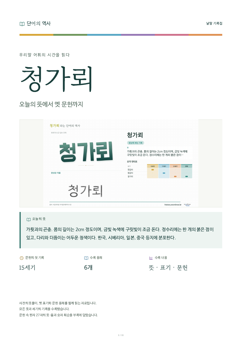 청가뢰 낱말 기록집 PDF 첫 페이지